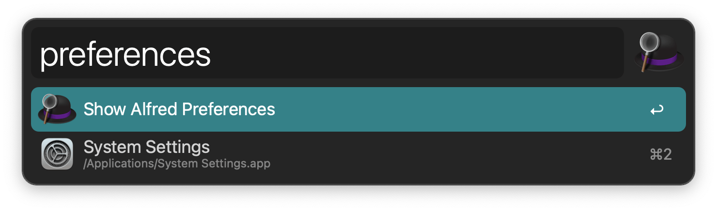 Type Preferences into Alfred